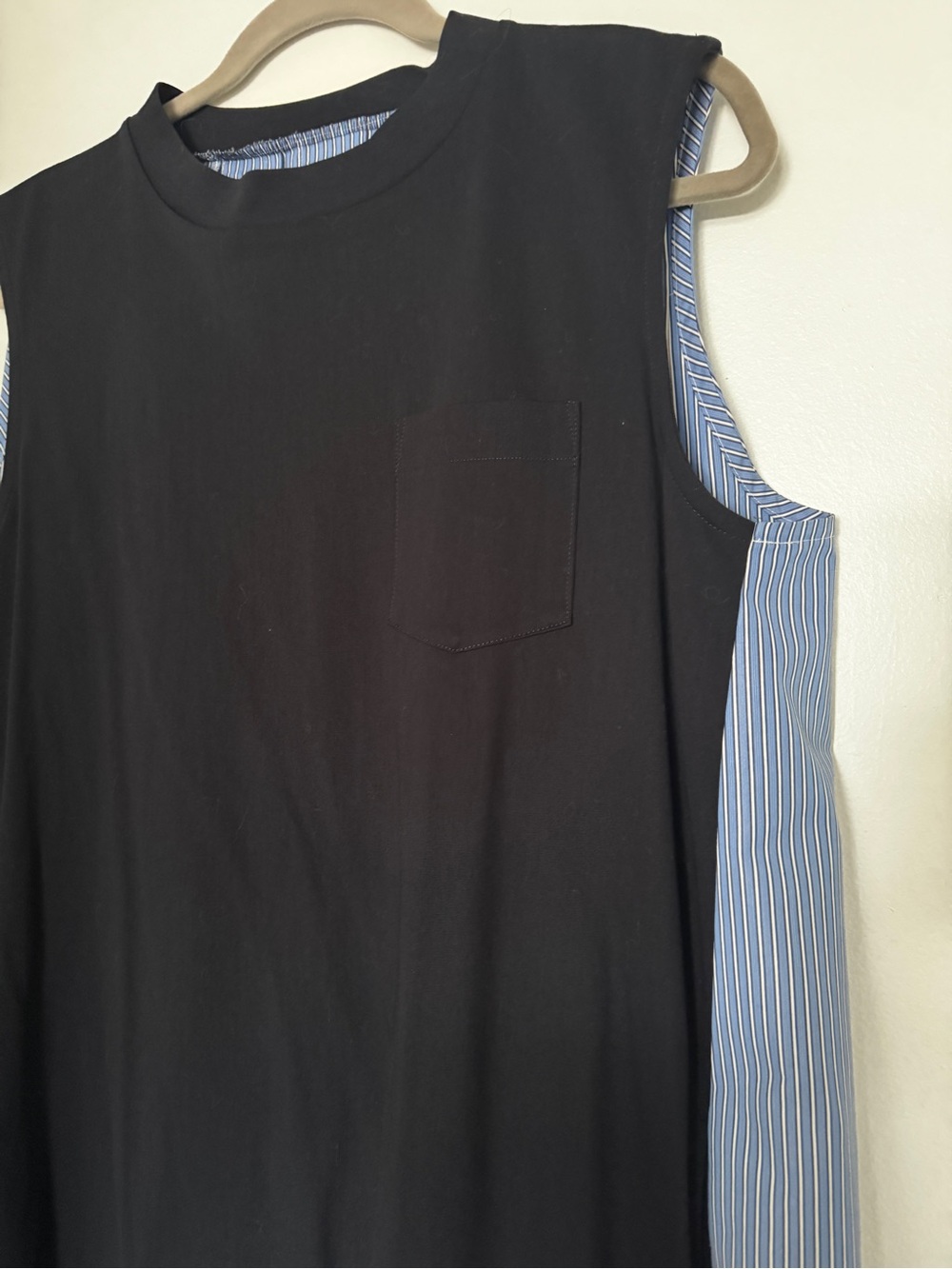 Sacai NWOT Navy Cotton Poplin Dress with Blue Stripe - Picture 4 of 7